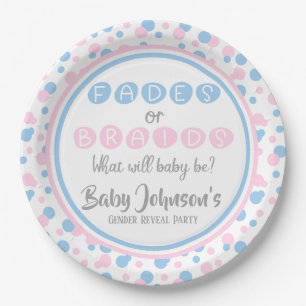 Baby Gender Reveal - Fades or Braids Paper Plate