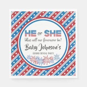Baby Gender Reveal - Firecracker 4th of July Napkin
