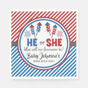Baby Gender Reveal - Firecracker 4th of July Napkin