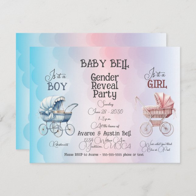 Baby Gender Reveal Invitation (Front/Back)