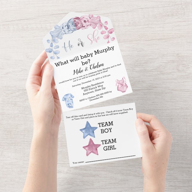 BABY Gender reveal invitation (Tearaway)