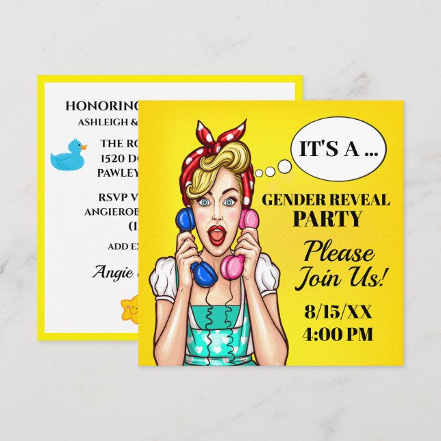Baby Gender Reveal Invitation (Front/Back)