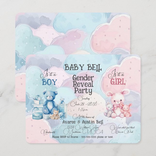 Baby Gender Reveal Invitation (Front/Back)