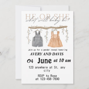 Baby Gender Reveal Invitation He or She?