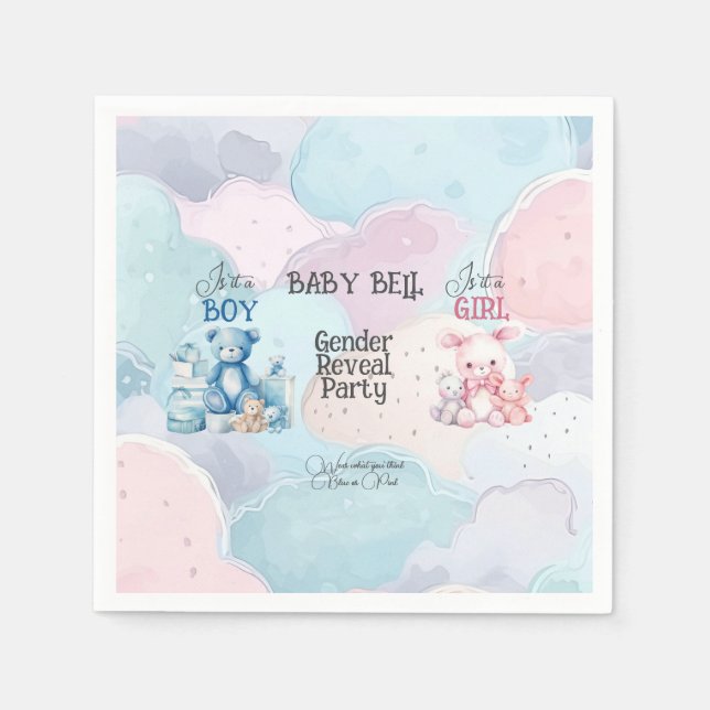 Baby Gender Reveal Invitation Napkin (Front)