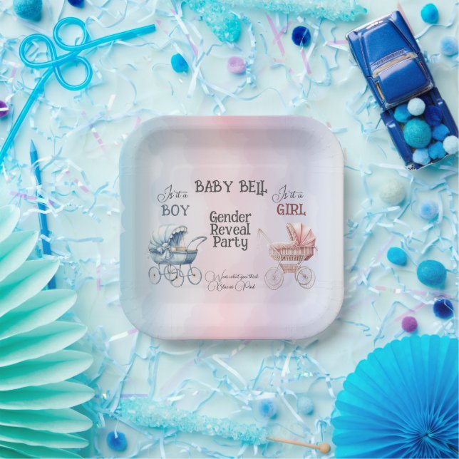 Baby Gender Reveal Invitation Paper Plate (Party)