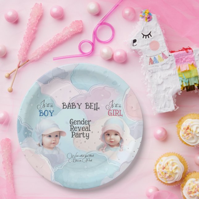 Baby Gender Reveal Invitation Paper Plate (Party)