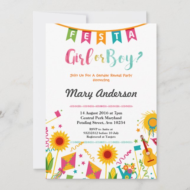 Baby Gender Reveal Mexican Fiesta Invitation (Front)