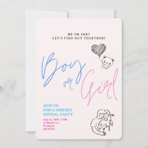 Baby Gender Reveal Minimalist Invitation