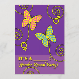 Baby Gender Reveal Party Invitation, Butterflies Invitation