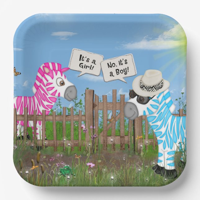 Baby Gender Reveal Party Paper Plate (Front)