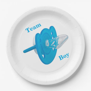 Baby Gender Reveal Party - Team Boy Paper Plate