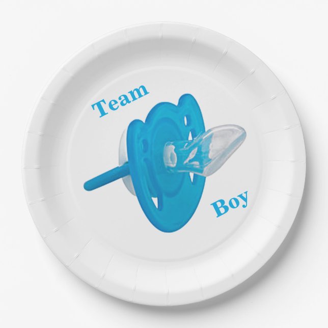 Baby Gender Reveal Party - Team Boy Paper Plate (Front)