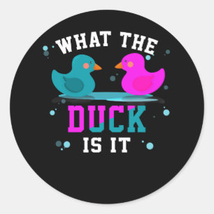 Baby Gender Reveal Party What The Duck Is It Baby Classic Round Sticker