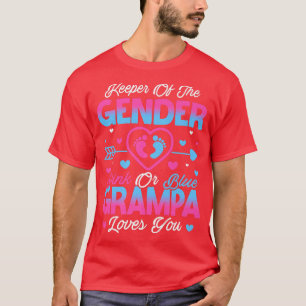 Baby Gender Reveal Shower Pink Or Blue Grampa Love T-Shirt