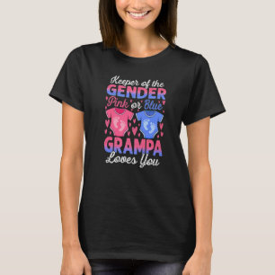 Baby Gender Reveal Shower Pink Or Blue Grampa Love T-Shirt