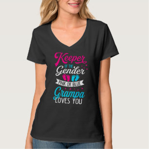 Baby Gender Reveal Shower Pink Or Blue Grampa Love T-Shirt
