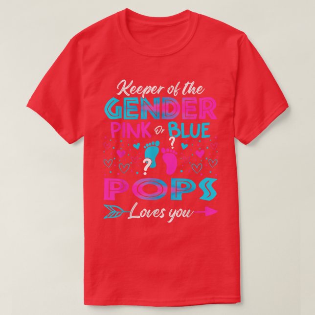 Baby Gender Reveal Shower Pink Or Blue Pops Loves  T-Shirt (Design Front)