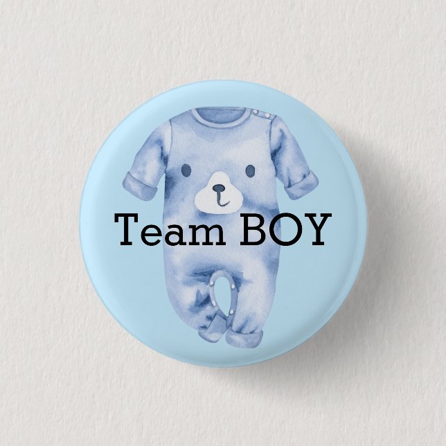 Baby gender reveal team boy  3 cm round badge (Front)