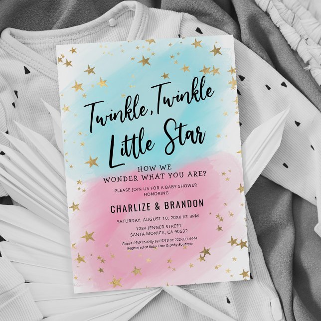 Baby Gender Reveal Twinkle Twinkle Little Star Inv Invitation (Creator Uploaded)