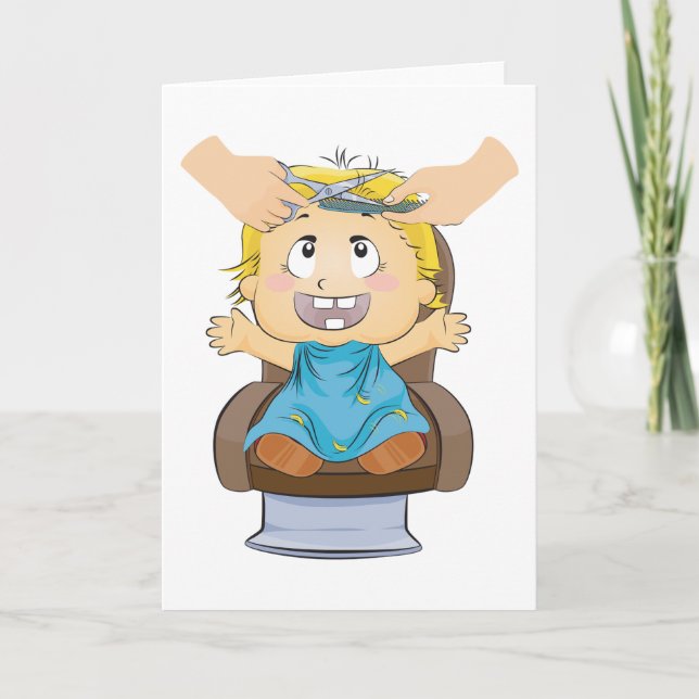 Baby Getting Haircut Funny Kids Barber Shop Card (Front)