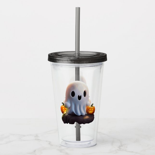 Baby Ghost Creepy Cute Halloween Character Acrylic Tumbler (Front)