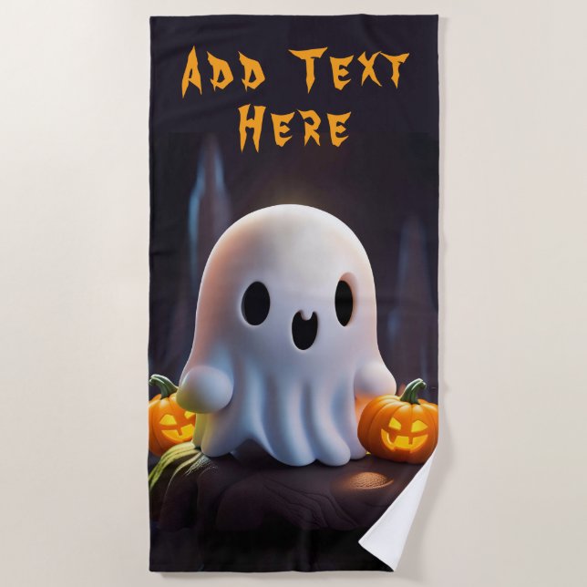Baby Ghost Creepy Cute Halloween Character Beach Towel (Front)