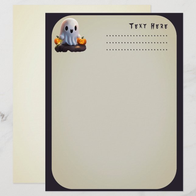 Baby Ghost Creepy Cute Halloween Character Custom Letterhead (Front/Back)
