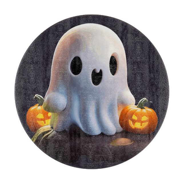 Baby Ghost Creepy Cute Halloween Character Cutting Board (Front)