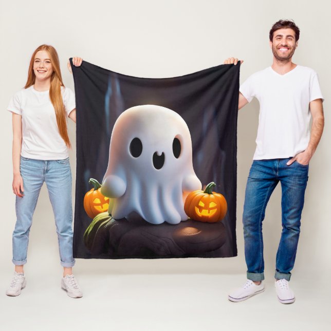 Baby Ghost Creepy Cute Halloween Character Fleece Blanket (In Situ)