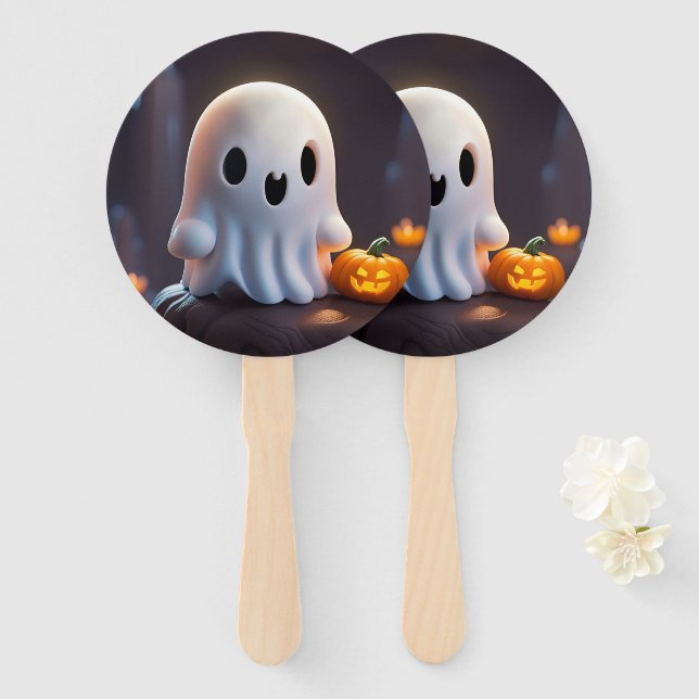 Baby Ghost Creepy Cute Halloween Character Hand Fan (Front and Back)