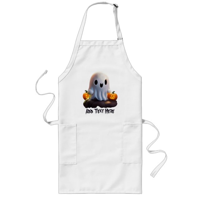 Baby Ghost Creepy Cute Halloween Character Long Apron (Front)