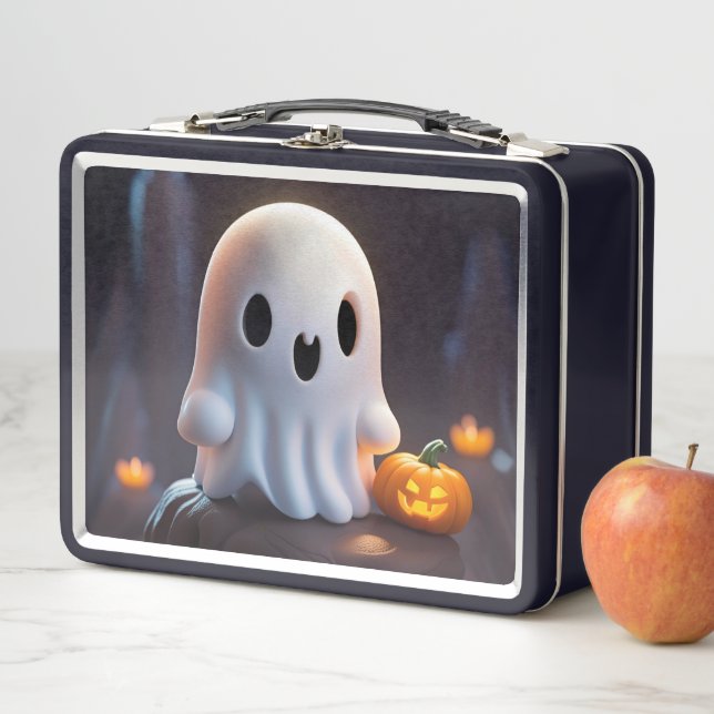 Baby Ghost Creepy Cute Halloween Character Metal Lunch Box (In Situ)