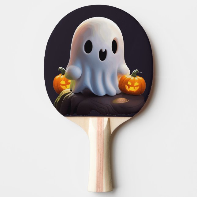 Baby Ghost Creepy Cute Halloween Character Ping Pong Paddle (Front)