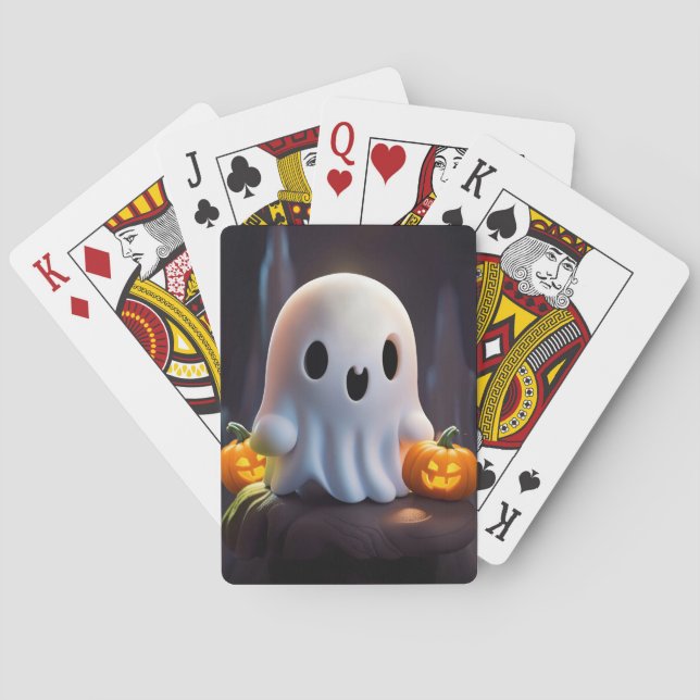 Baby Ghost Creepy Cute Halloween Character Playing Cards (Back)