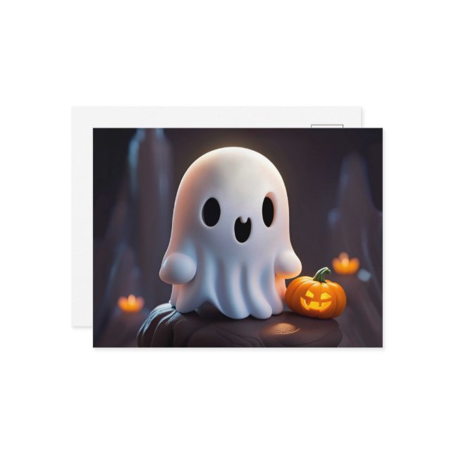 Baby Ghost Creepy Cute Halloween Character Postcard (Front/Back In Situ)
