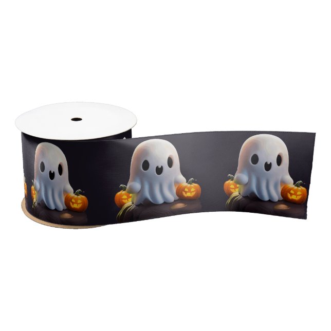 Baby Ghost Creepy Cute Halloween Character Satin Ribbon (Spool)