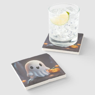 Baby Ghost Creepy Cute Halloween Character Stone Coaster