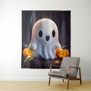 Baby Ghost Creepy Cute Halloween Character Tapestry
