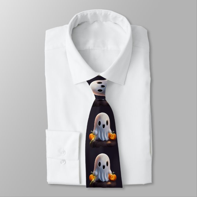 Baby Ghost Creepy Cute Halloween Character Tie (Tied)