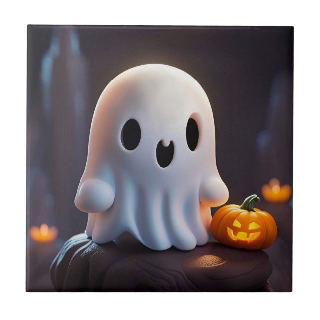 Baby Ghost Creepy Cute Halloween Character Tile (Front)