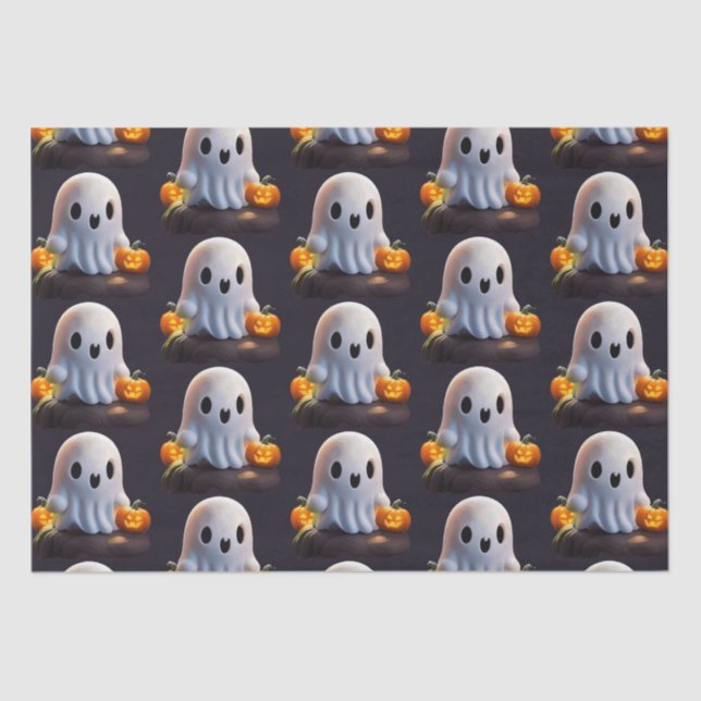 Baby Ghost Creepy Cute Halloween Character Tissue Paper (Front)