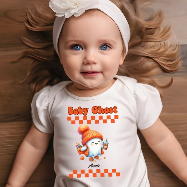 Baby Ghost Personalised Name Halloween Gift Design Bodysuit (Creator Uploaded)