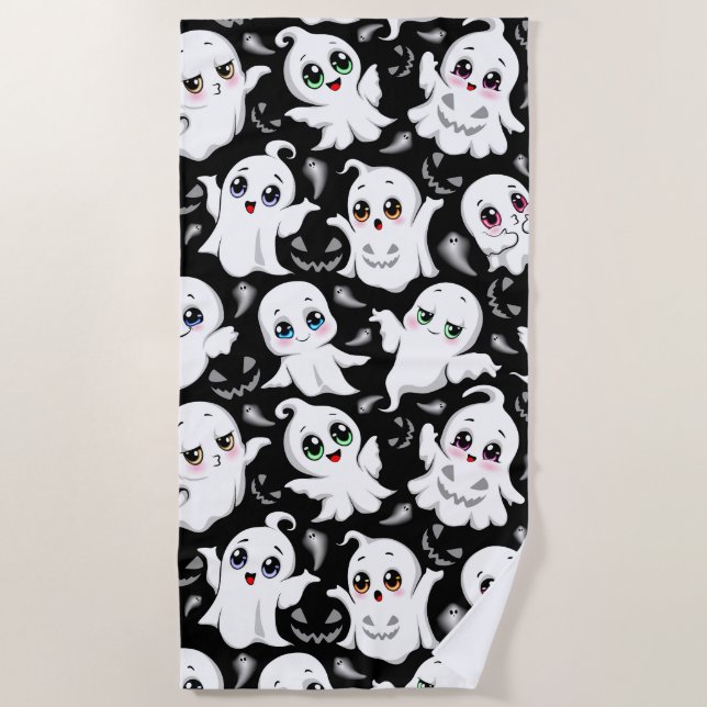 Baby Ghosts Spooky Cute Halloween Mood Beach Towel (Front)