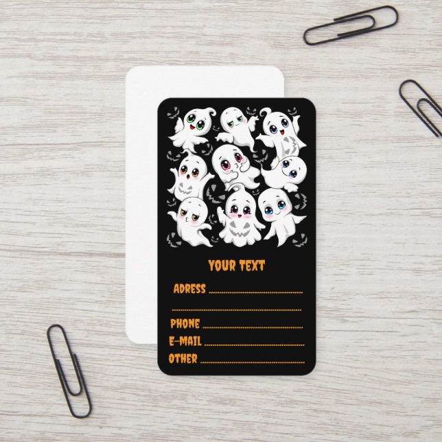 Baby Ghosts Spooky Cute Halloween Mood Business Card (Front/Back In Situ)