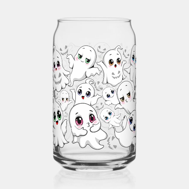 Baby Ghosts Spooky Cute Halloween Mood Can Glass (Front)