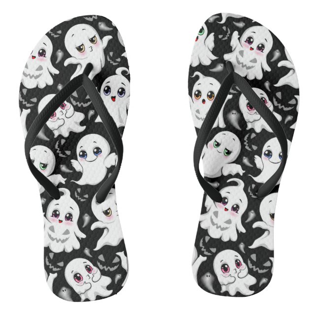Baby Ghosts Spooky Cute Halloween Mood Flip Flops (Footbed)