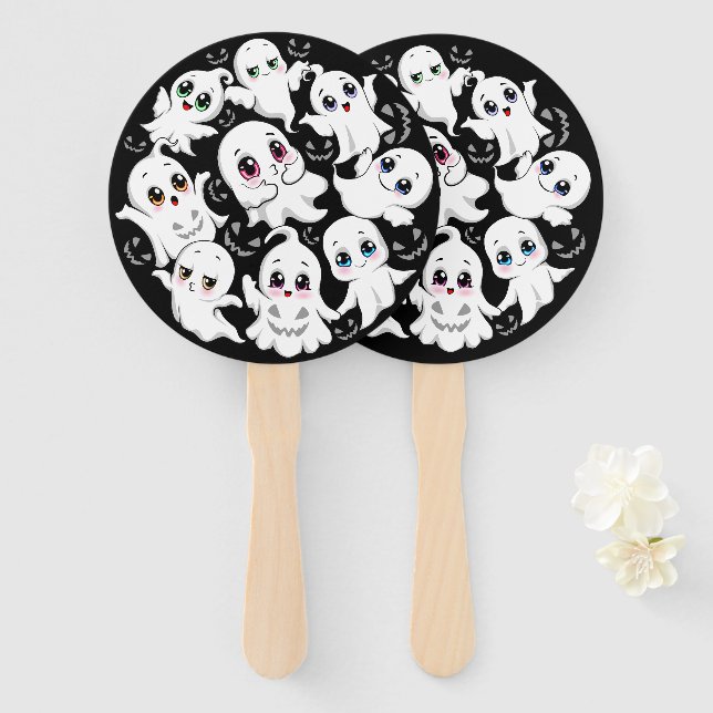 Baby Ghosts Spooky Cute Halloween Mood Hand Fan (Front and Back)