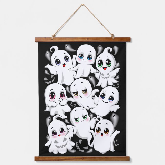 Baby Ghosts Spooky Cute Halloween Mood Hanging Tapestry (Front)