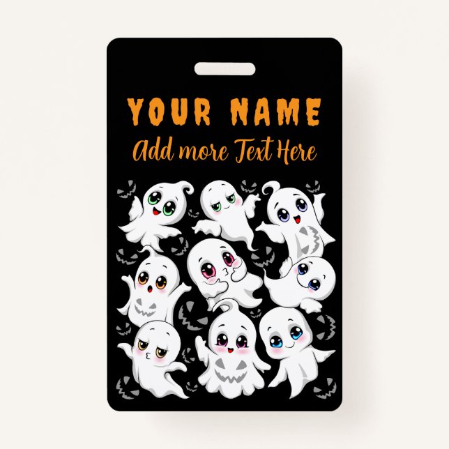 Baby Ghosts Spooky Cute Halloween Mood ID Badge (Front)
